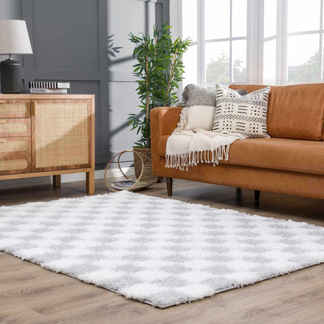 Atira Gray Checkered Area Rug - Ornate Home