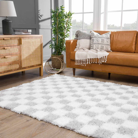 Atira Gray Checkered Area Rug - Ornate Home