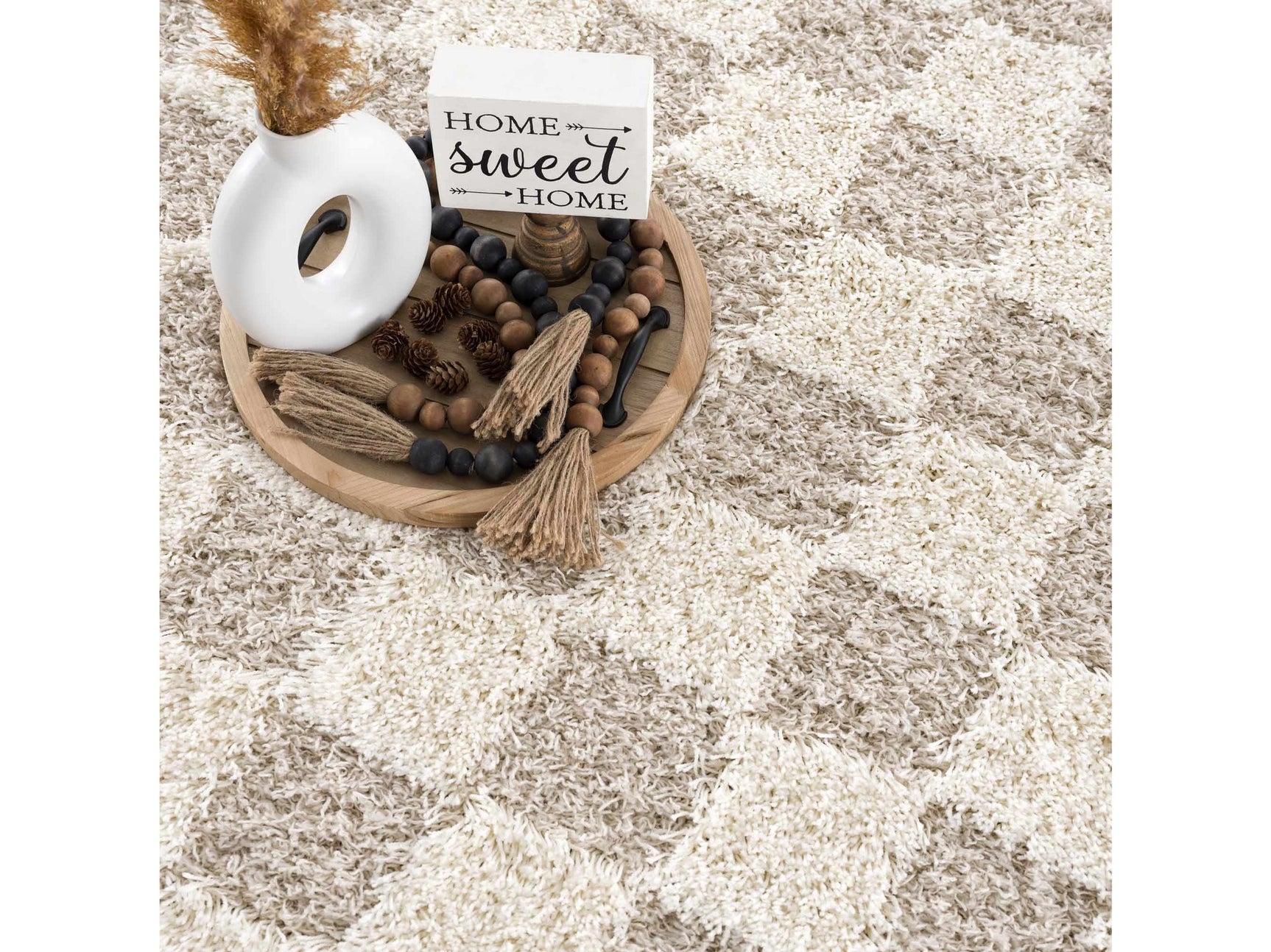 Atira Light Brown Checkered Area Rug - Ornate Home