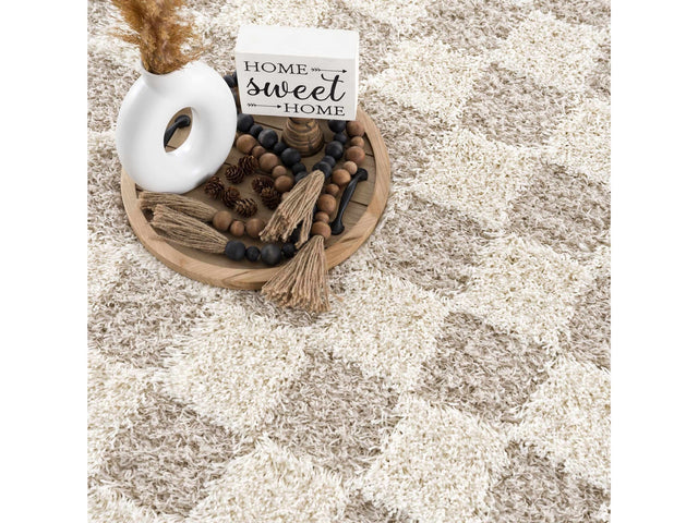 Atira Light Brown Checkered Area Rug - Ornate Home