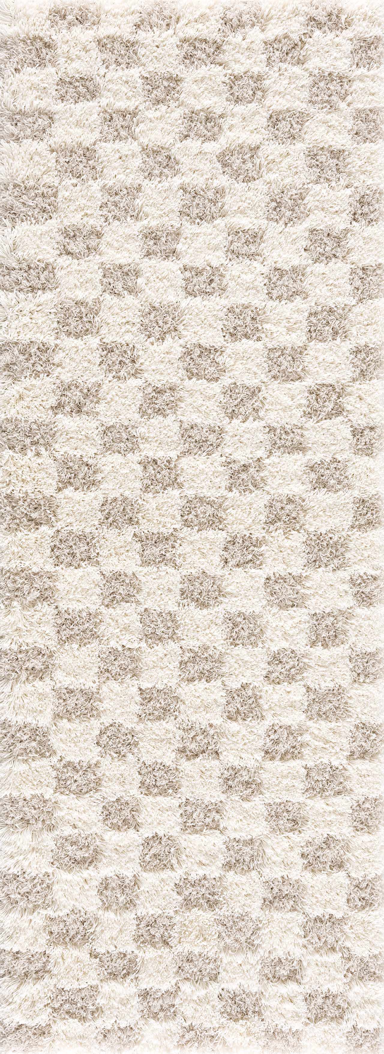 Atira Light Brown Checkered Area Rug - Ornate Home