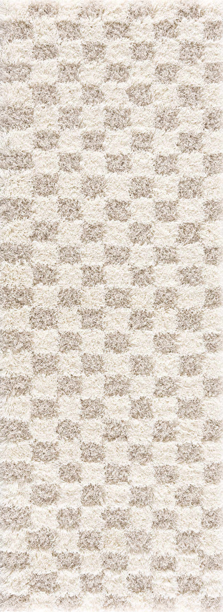 Atira Light Brown Checkered Area Rug - Ornate Home