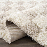 Atira Light Brown Checkered Area Rug - Ornate Home