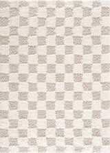 Atira Light Brown Checkered Area Rug - Ornate Home