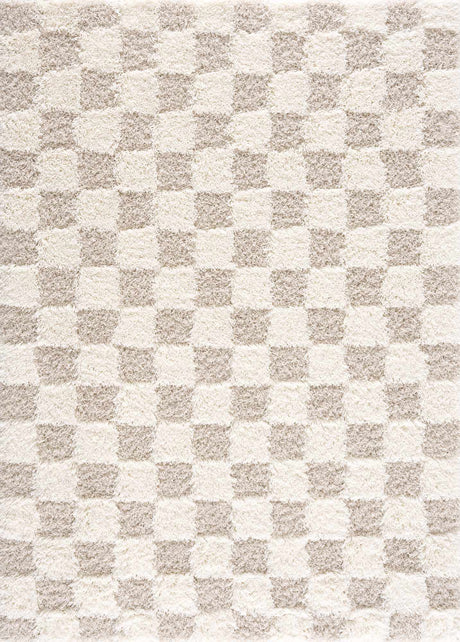 Atira Light Brown Checkered Area Rug - Ornate Home