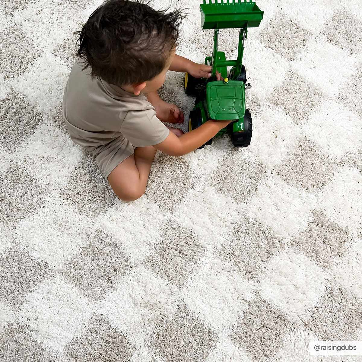 Atira Light Brown Checkered Area Rug - Ornate Home