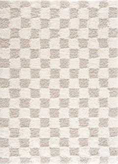Atira Light Brown Checkered Area Rug - Ornate Home