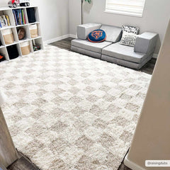 Atira Light Brown Checkered Area Rug - Ornate Home