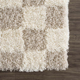 Atira Light Brown Checkered Area Rug - Ornate Home
