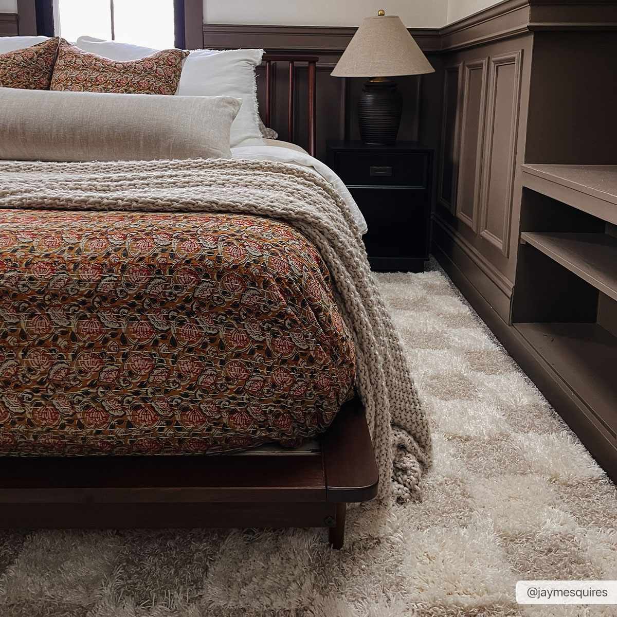 Atira Light Brown Checkered Area Rug - Ornate Home
