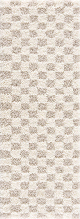 Atira Light Brown Checkered Area Rug - Ornate Home