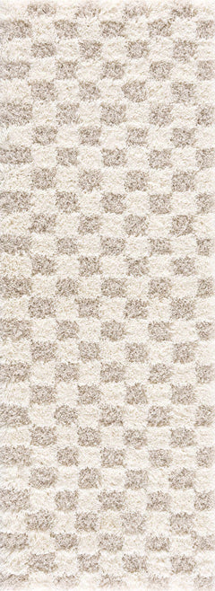 Atira Light Brown Checkered Area Rug - Ornate Home
