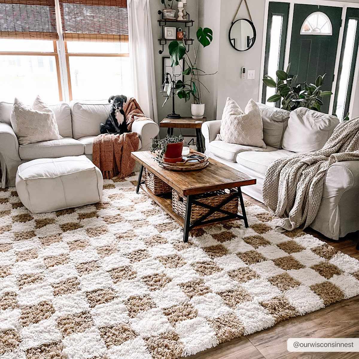 Atira Mustard Checkered Area Rug - Ornate Home