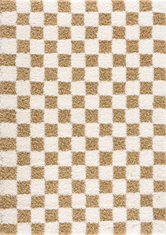 Atira Mustard Checkered Area Rug - Ornate Home
