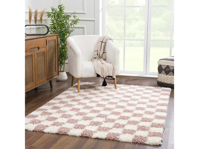 Atira Pink Checkered Area Rug - Ornate Home