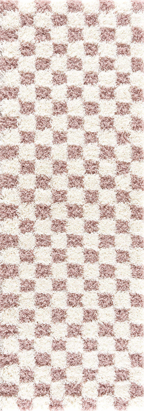 Atira Pink Checkered Area Rug - Ornate Home