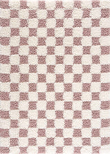 Atira Pink Checkered Shag Rug - Ornate Home