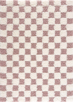 Atira Pink Checkered Shag Rug - Ornate Home