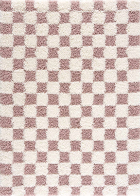 Atira Pink Checkered Shag Rug - Ornate Home