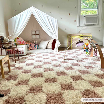 Atira Pink Checkered Shag Rug - Ornate Home