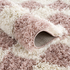 Atira Pink Checkered Shag Rug - Ornate Home