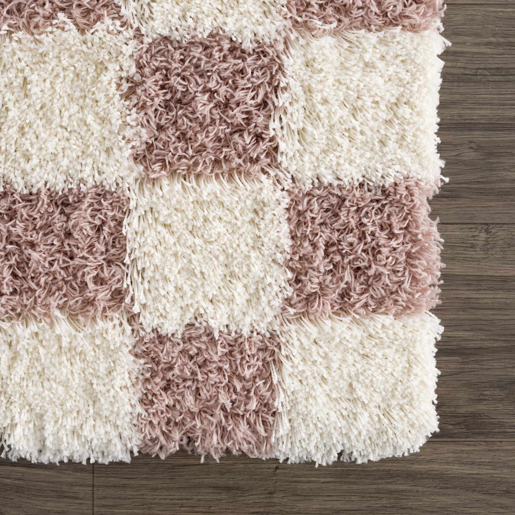 Atira Pink Checkered Shag Rug - Ornate Home