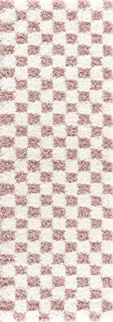 Atira Pink Checkered Shag Rug - Ornate Home