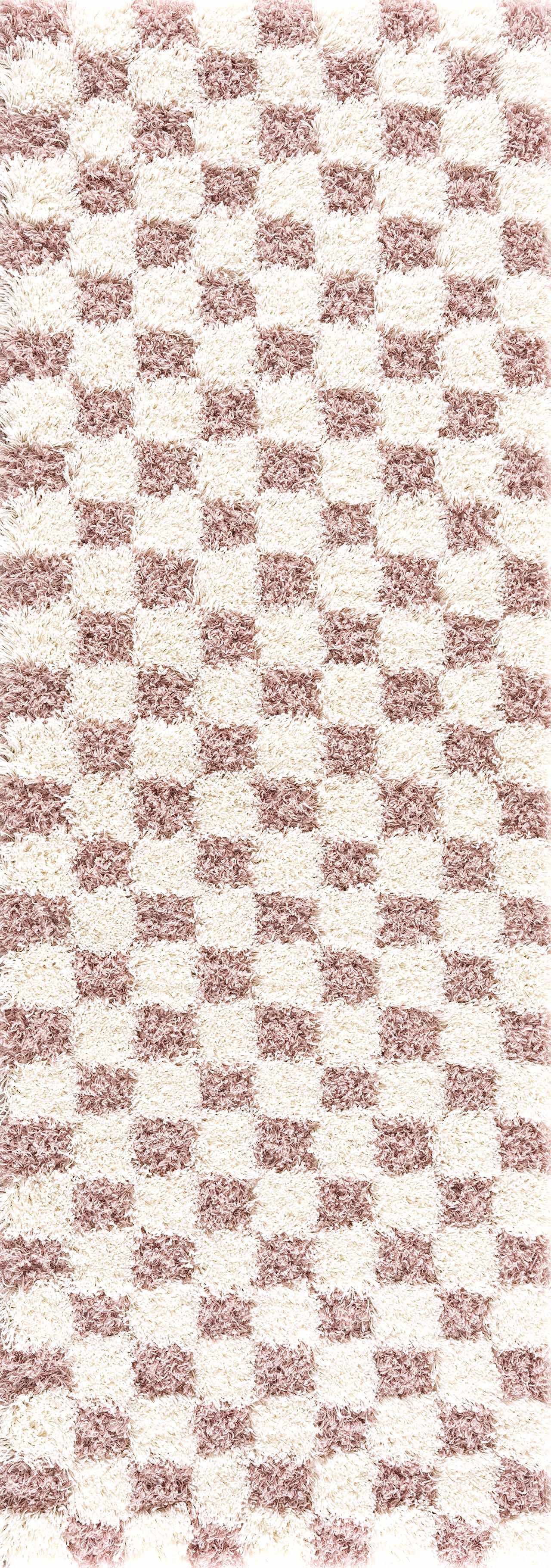Atira Pink Checkered Shag Rug - Ornate Home