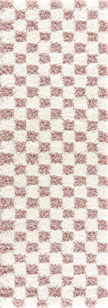 Atira Pink Checkered Shag Rug - Ornate Home