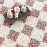 Atira Pink Checkered Shag Rug - Ornate Home