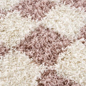 Atira Pink Checkered Shag Rug - Ornate Home