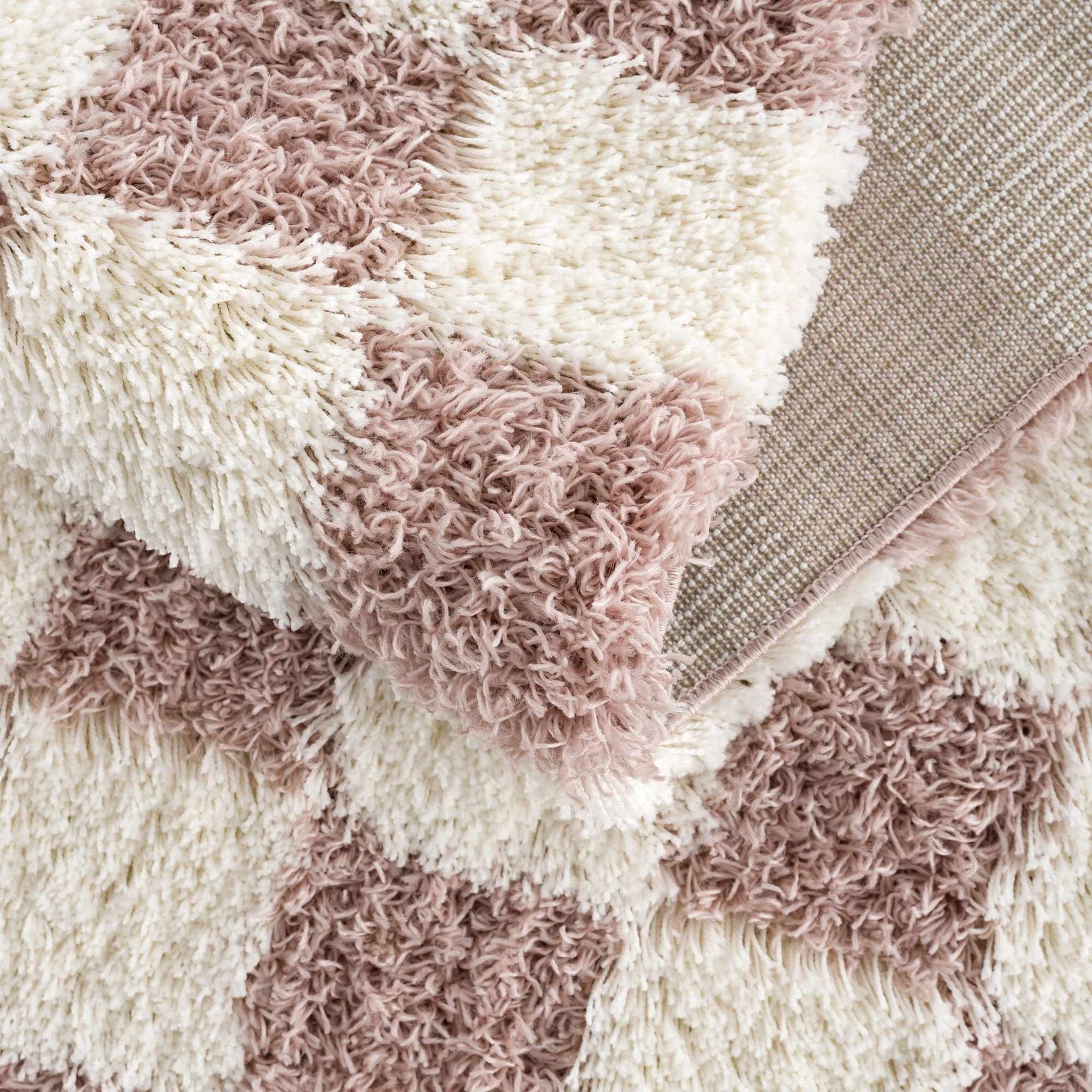 Atira Pink Checkered Shag Rug - Ornate Home