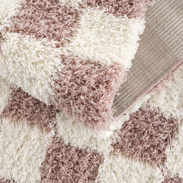 Atira Pink Checkered Shag Rug - Ornate Home