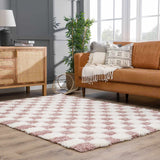 Atira Pink Checkered Shag Rug - Ornate Home