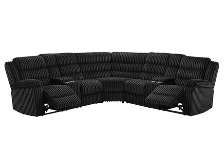 Atkinson Black Upholstered Reclining Sectional Sofa - Ornate Home