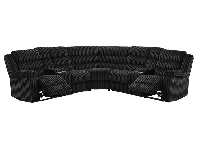 Atkinson Black Upholstered Reclining Sectional Sofa - Ornate Home