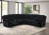 Atkinson Black Upholstered Reclining Sectional Sofa - Ornate Home