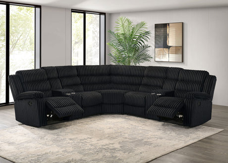Atkinson Black Upholstered Reclining Sectional Sofa - Ornate Home