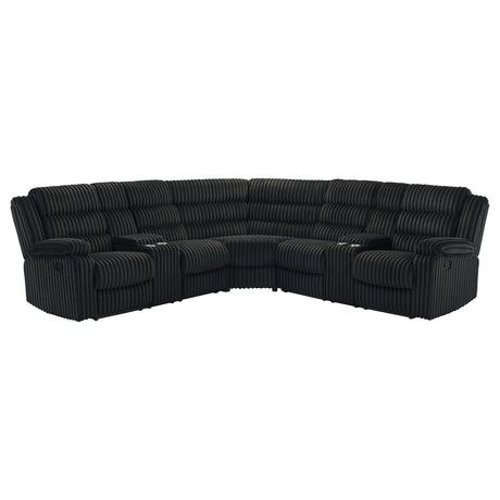 Atkinson Black Upholstered Reclining Sectional Sofa - Ornate Home