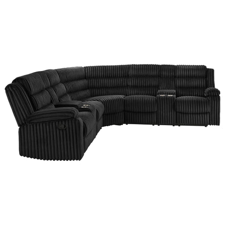 Atkinson Black Upholstered Reclining Sectional Sofa - Ornate Home