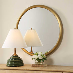 Atkinson Brass Modern Round Mirror - Ornate Home