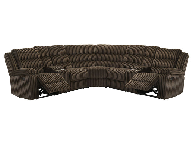 Atkinson Chocolate Upholstered Reclining Sectional Sofa - Ornate Home
