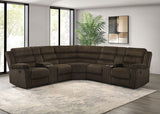 Atkinson Chocolate Upholstered Reclining Sectional Sofa - Ornate Home