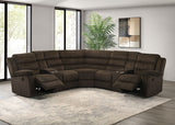 Atkinson Chocolate Upholstered Reclining Sectional Sofa - Ornate Home