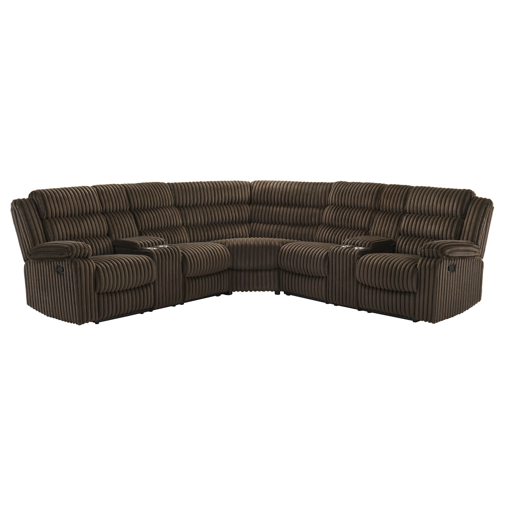Atkinson Chocolate Upholstered Reclining Sectional Sofa - Ornate Home