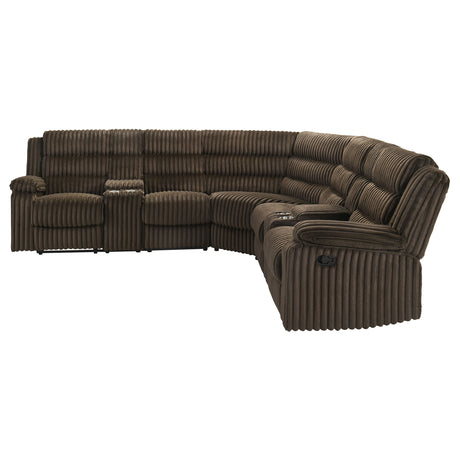 Atkinson Chocolate Upholstered Reclining Sectional Sofa - Ornate Home