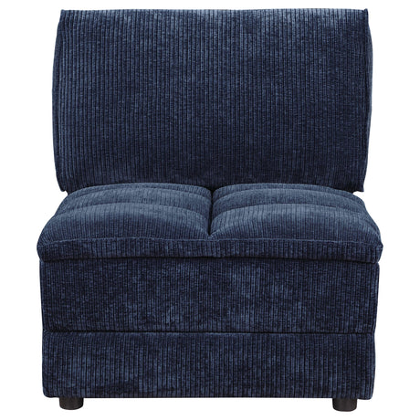 Atlantic Blue Corduroy Upholstered Armless Chair - Ornate Home