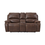 Atlantis Heritage Brown Power Motion Loveseat with Power Motion Head Recliner & Console - Ornate Home