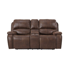 Atlantis Heritage Brown Power Motion Loveseat with Power Motion Head Recliner & Console - Ornate Home