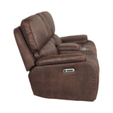 Atlantis Heritage Brown Power Motion Loveseat with Power Motion Head Recliner & Console - Ornate Home